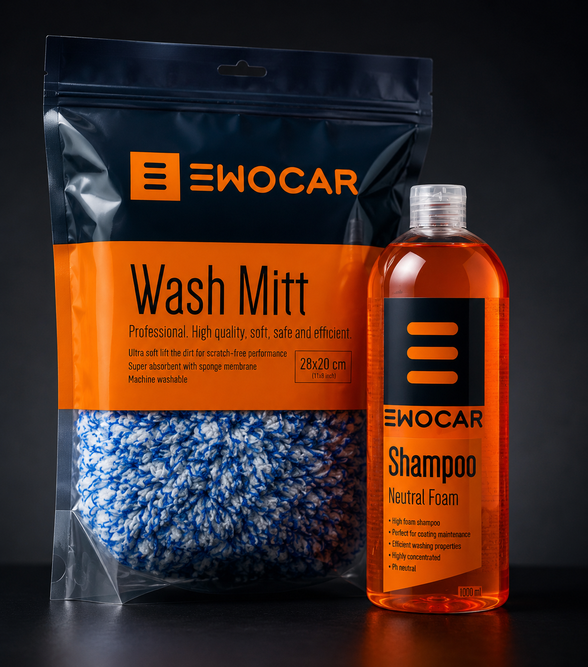 Ewocar Contact Wash Set - Shampoo & Wash Mitt Rinkinys